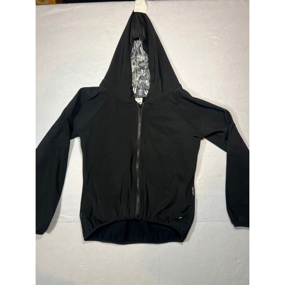 Maloja Womens Black Full Zip Cycling Hoodie Floral Hood Lining Size M